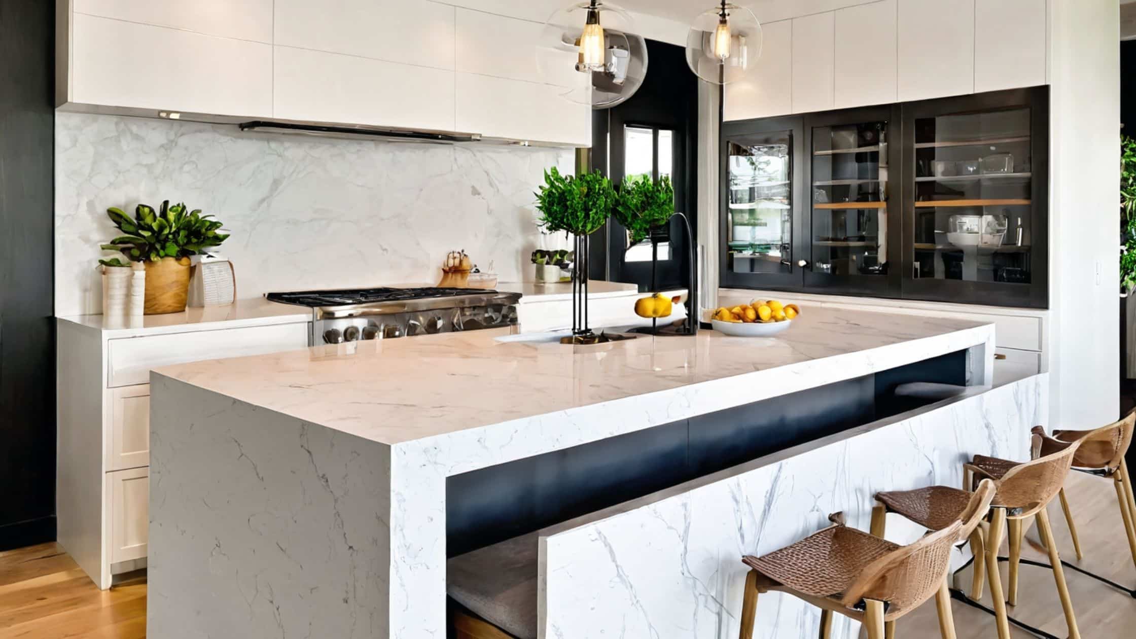 Quartz countertop renovation idea