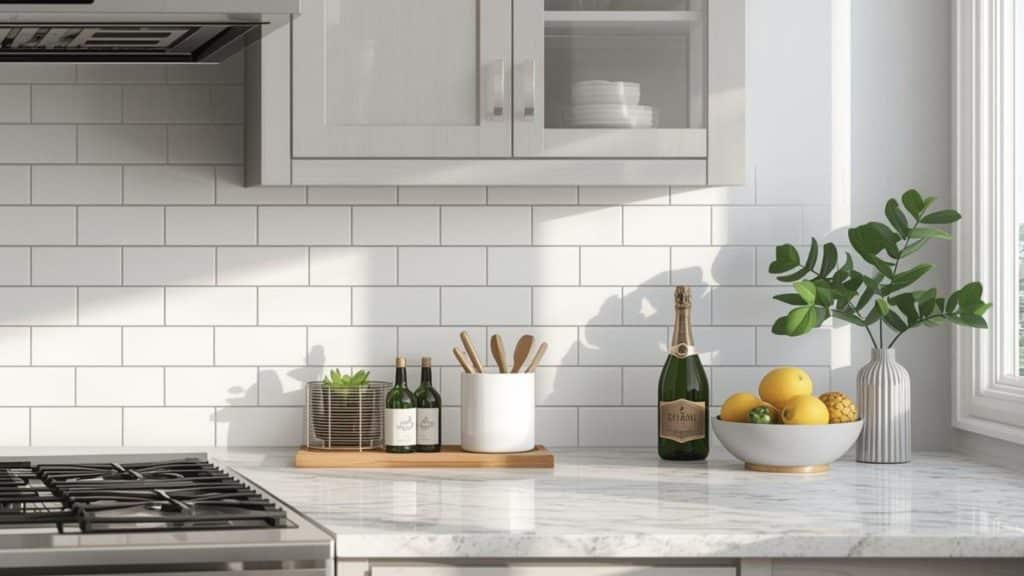 backsplash with countertops slab vs tile Winnipeg