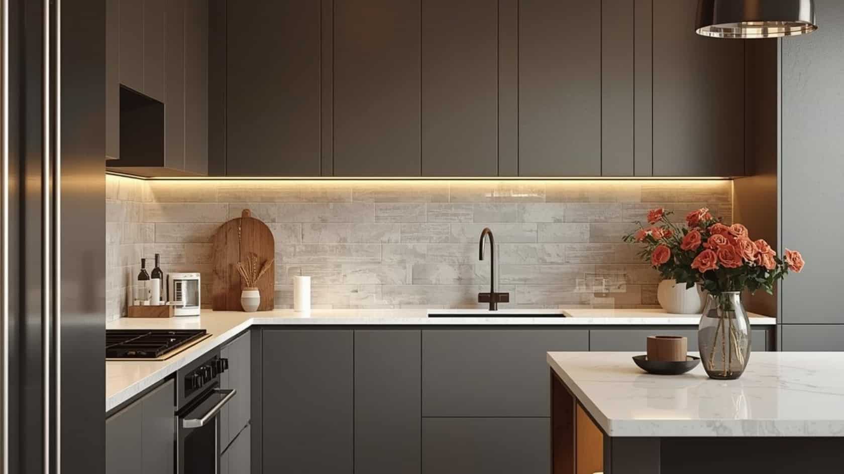 backsplash with countertops slab vs tile Vernon